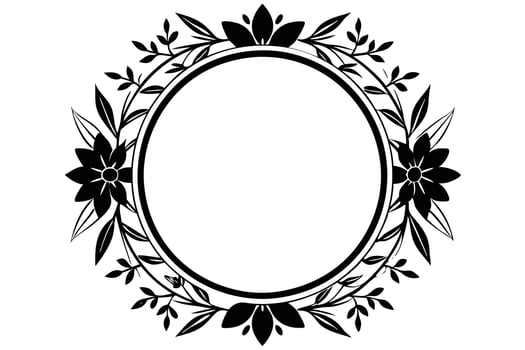 Elegant Black and White Floral Circle Frame vector
