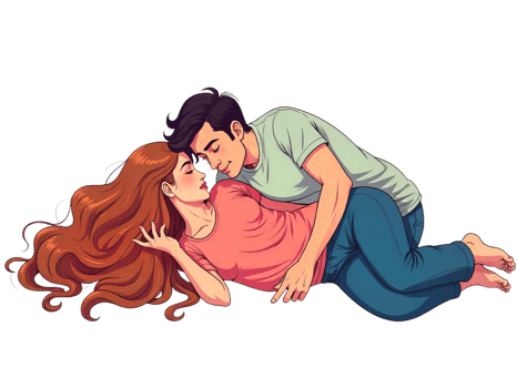 Couple Lying Together Romantic Loving Embrace png