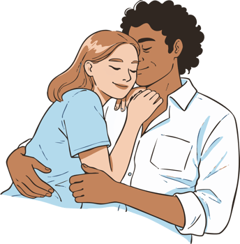 Couple Embracing Gently Expressing Love and Affection png