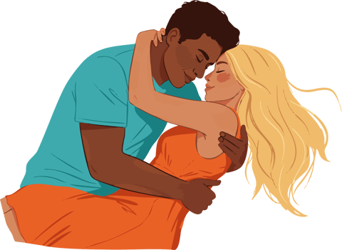 Couple Embracing Tenderly with Closed Eyes in a Loving Moment png