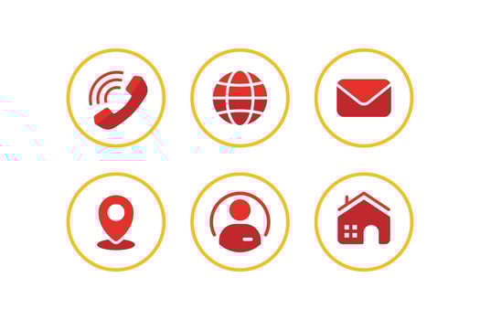 6 Contact Information Icons Set in Solid Glyph Line Style vector
