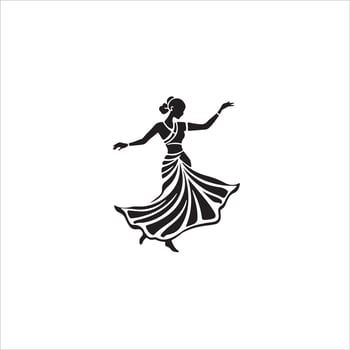A woman in a dress dancing on a white background vector
