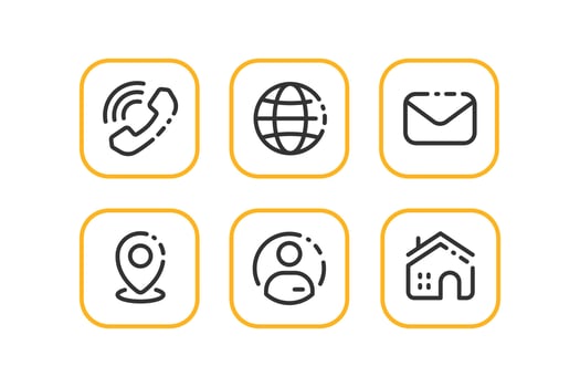6 Contact Information Icons Set in Line Style vector
