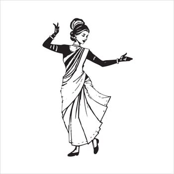 Indian woman dancing in a sari vector