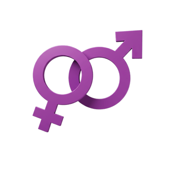 Interlocked Gender Symbols in Purple on Transparent Background png