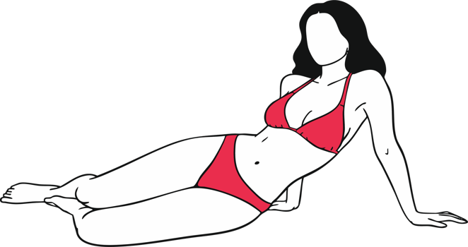 Woman in Red Bikini Relaxing Line Art Simple Summer Illustration png