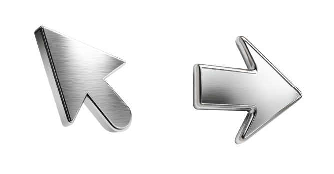 Sleek metallic arrows symbolizing navigation and direction png
