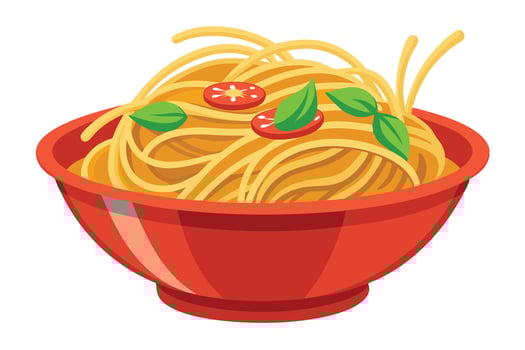 Deliciously Simple Noodles in a Red Bowl vector