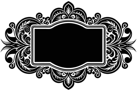 Elegant Black and White Floral Frame Design Ornate, Decorative, Vintage, Baroque Style for Luxury Branding, Wedding Invitations, or Decorative Art vector