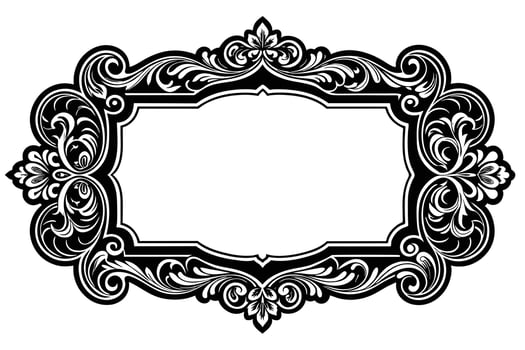 Elegant Black and White Baroque Frame with Intricate Floral Design, Perfect for Vintage Projects and Decorative Applications, Creating a Luxurious and Classic Mood. vector