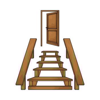 old wooden stairs vector