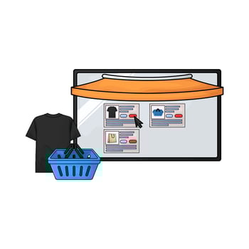 illustration of checkout clothes on the marketplace vector