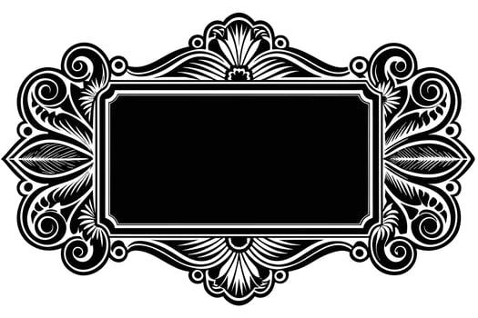 Elegant Black and White Ornate Frame with Flourishes, Perfect for Vintage Design Projects, Adding a Classic and Sophisticated Touch vector