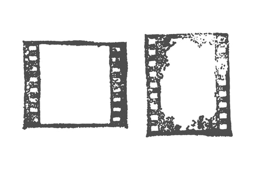Set film frames, stamp, old grunge film strip, vintage frame, cinema, imprint. vector