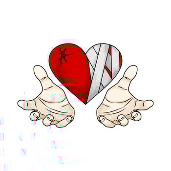 hand with bandaged heart vector