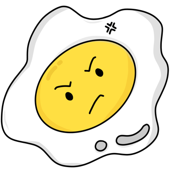 hand drawn cartoon of a fried egg with an angry face png