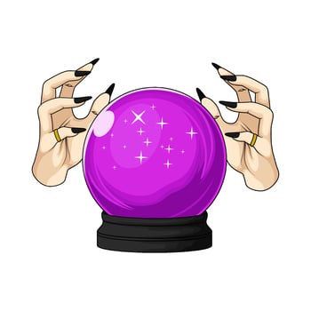 illustration of Celestial Crystal Ball with Hand vector