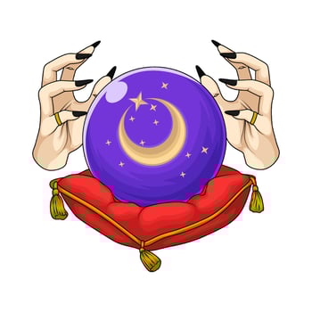 Purple Crystal Ball with hands vector