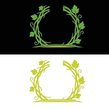 green frame with floral elements vector