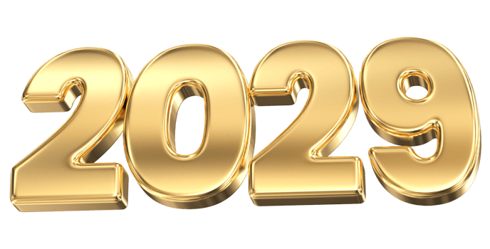 happy new year 2029 gold 3d rendering png