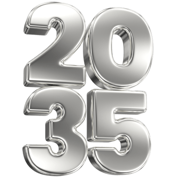 happy new year 2035 silver 3d render png