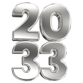 happy new year 2033 silver 3d render png