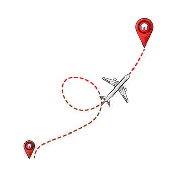 illustration of airplane route vector