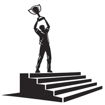 Bold Victory Silhouette Champion Lifting Trophy with Pride vector