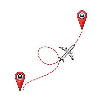airplane destination route vector