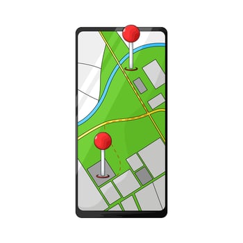 search for location on cellphone illustration vector
