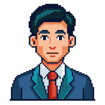 Pixel Art Businessman Avatar Professional Portrait in 8 Bit Style vector