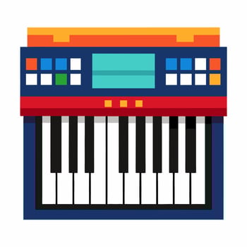 Colorful Digital Synthesizer Illustration Modern Keyboard Pixel Art vector