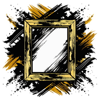 Gold Framed Abstract Ink Brush Stroke Background Illustration vector
