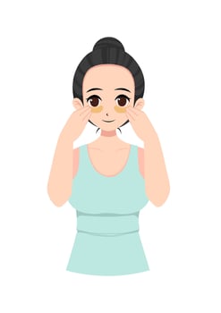 Illustration of a woman applying an eyepatch under the eye vector