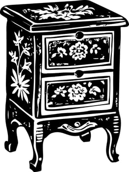Antique nightstand illustration in hand drawn style vector