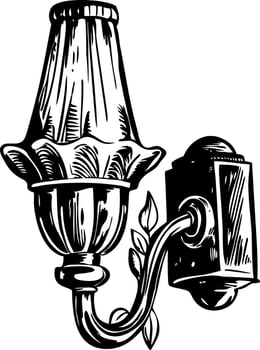 A vintage style illustration of a wall sconce vector