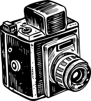 A vintage style illustration of an analog camera vector