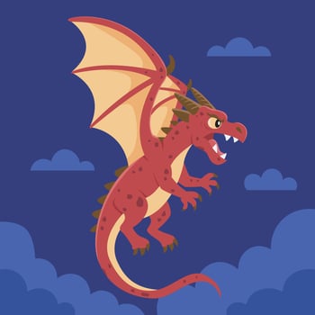 illustration of Dragon flying in dark sky vector
