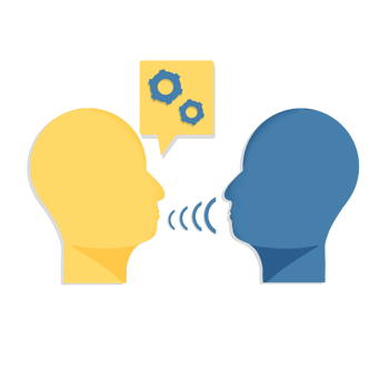 Two people with a speech bubble icon png