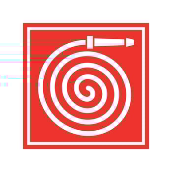 stylized colored red fire hose icon isolated on white background vector