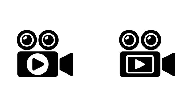 Digital Cinema High-contrast illustrations of a vintage movie camera, iconic symbol of storytelling. Capturing nostalgia for cinematic art in vibrant tones. vector