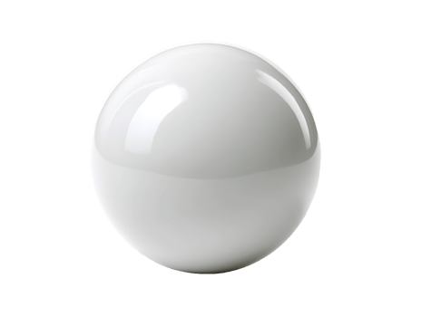 Glossy, pure white sphere on a transparent background, reflecting light with a seamless surface png