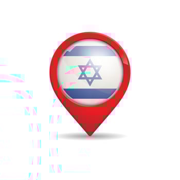 Realistic Israel flag with map pin illustration vector