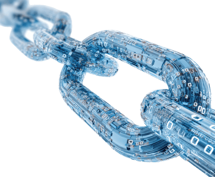 Digital chain symbolizing connectivity and blockchain technology png