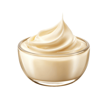 Creamy texture of homemade dessert base in a glass bowl on a plain background showcasing its smooth consistency png