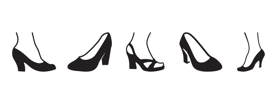 High Heel Silhouette Set Illustration vector