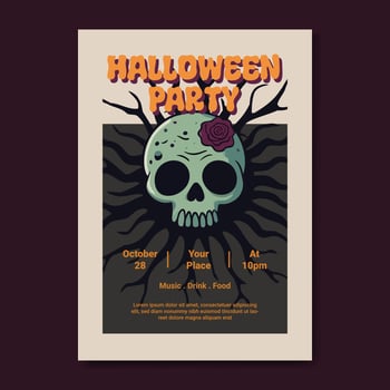 Halloween Party Poster with Skull vector