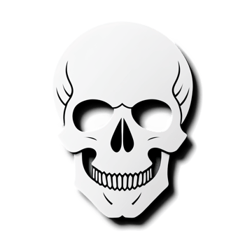 White Skull Icon with Bold Black Shadows png