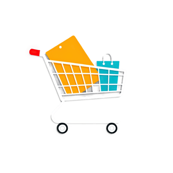 Shopping Cart with Colorful Boxes Representing Online Orders png