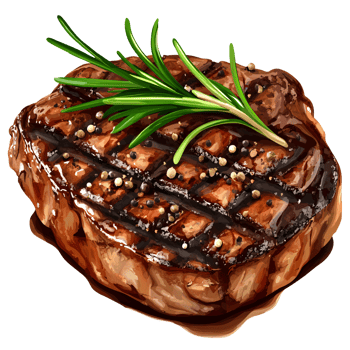 Delicious grilled beef steak with rosemary and peppercorns on a transparent background Concept of gourmet food, healthy eating, and culinary arts png